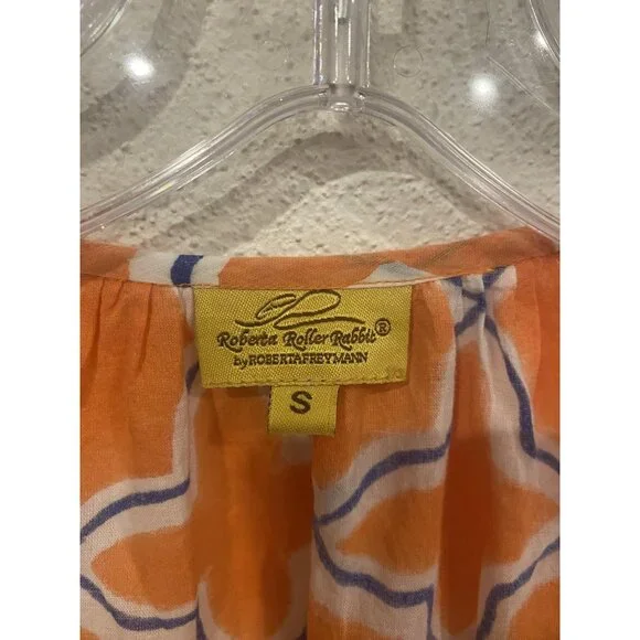 Roberta Roller Rabbit Dress Womens Small Orange Print Boho Tunic Cover Up Beach - Picture 3 of 5